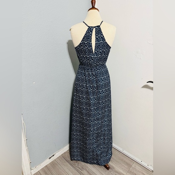 BP Women Blue Halter Elegant Summer Slit Maxi Dress Size M Elastic Waist Band - Picture 10 of 17